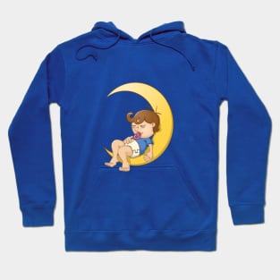 Sleeping baby boy on the moon Hoodie